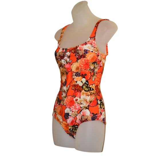Givenchy NWT 36 One-Piece Bathing Suit Red Floral Butterfly Designer Swimwear - Picture 7 of 12